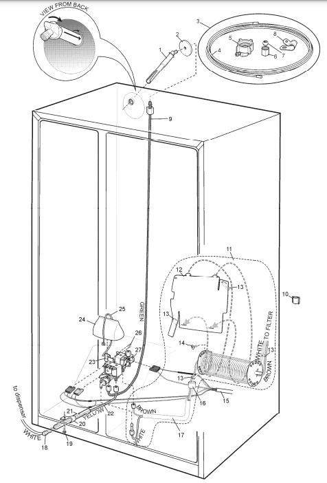 1444545 1458206 Westinghouse Electrolux fridge freezer IM supply green water pipe tube hose nut assembly assy WSE6070 WSE6970