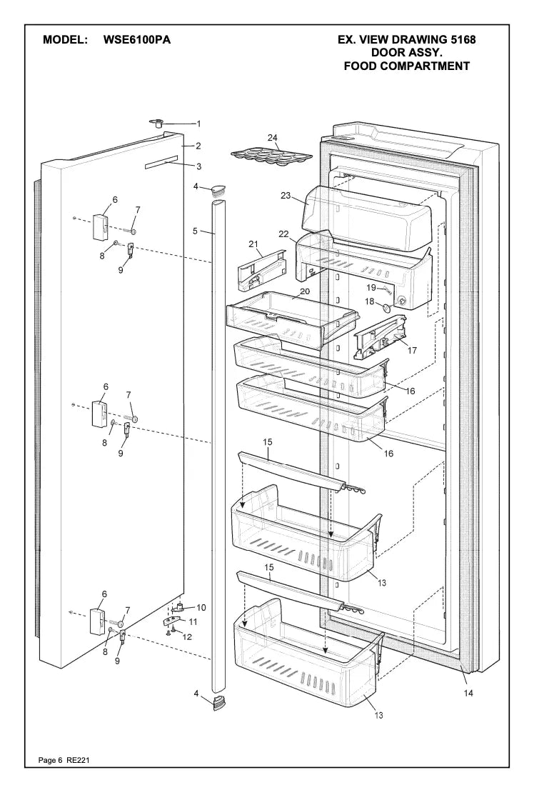 1450156 Westinghouse pacific silver FRIDGE DOOR FC FIP outer panel foam assembly FITS ALL WSE6070 WSE6100