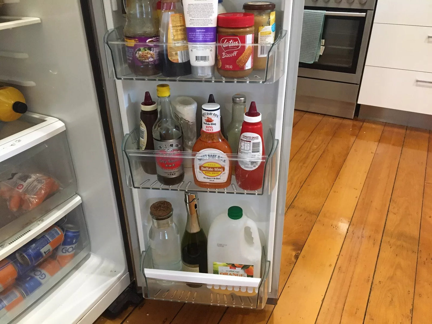 1444821 1448356 1445705 50291884000 Electrolux Kelvinator Simpson Westinghouse fridge door BOTTLE SHELF lower bin snugger + fingers FITS ALL WSE6070 WSE6100