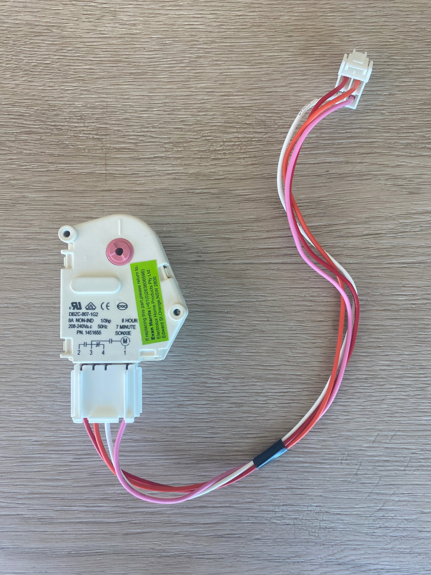 1119140 1436227 1439821 1448728 1448728K 1451655 4055088746 9140200169 Electrolux Kelvinator Simpson Westinghouse fridge freezer defrost harness timer 8 Hr Invensys ROHS