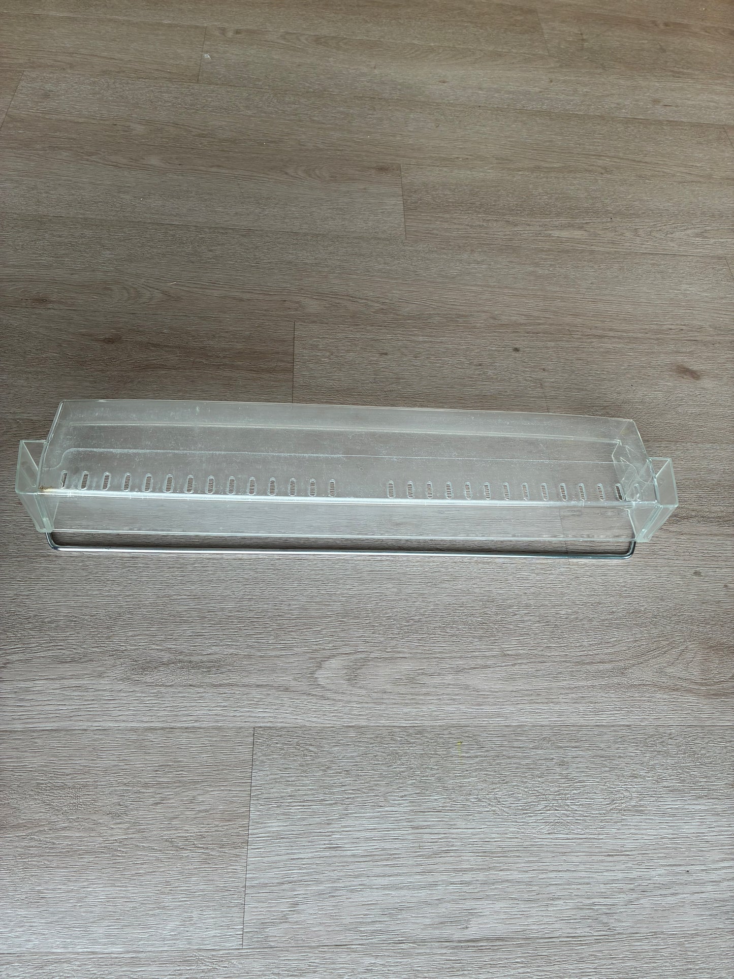 1441789 1448034 Electrolux fridge door full width bottle bin lower shelf bottom guard deep insert tray assembly assy + metal rail wire retainer