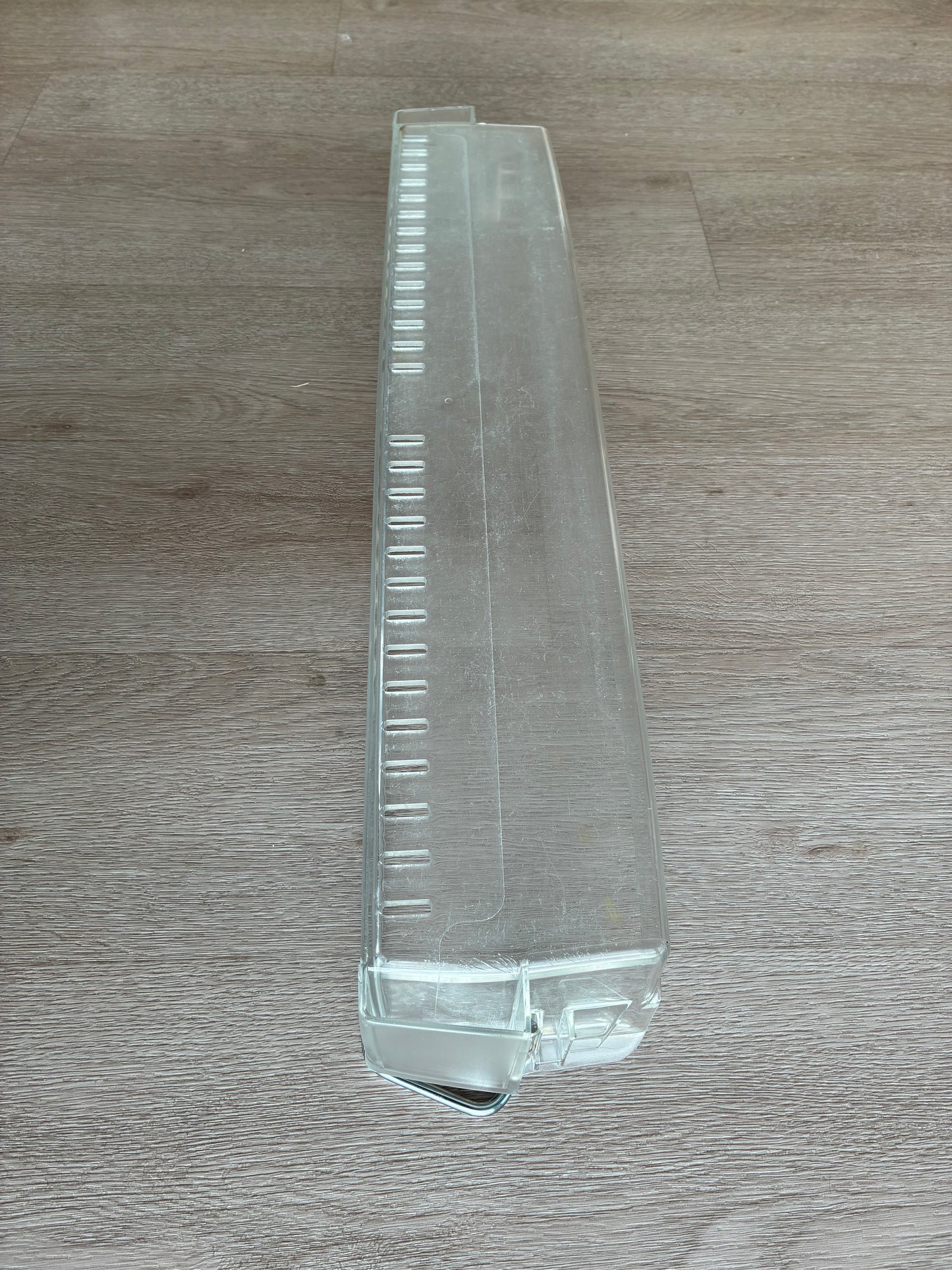 1441789 1448034 Electrolux fridge door full width bottle bin lower shelf bottom guard deep insert tray assembly assy + metal rail wire retainer